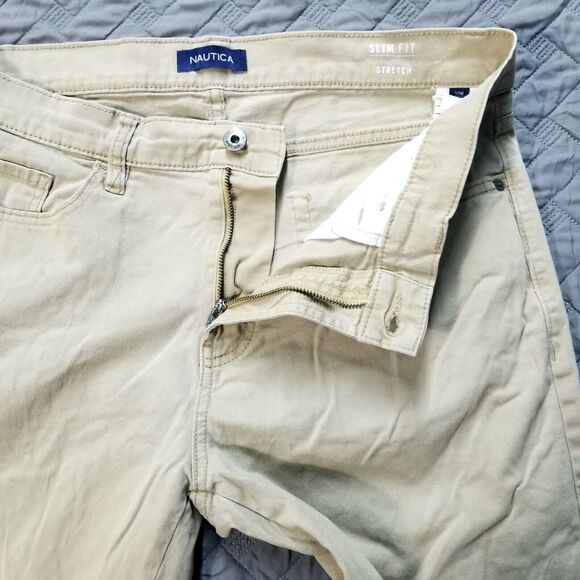 Nautica Jeans Mens 33x30 Brown Slim Fit Stretch Medium Wash Denim Button Zip - Picture 4 of 11